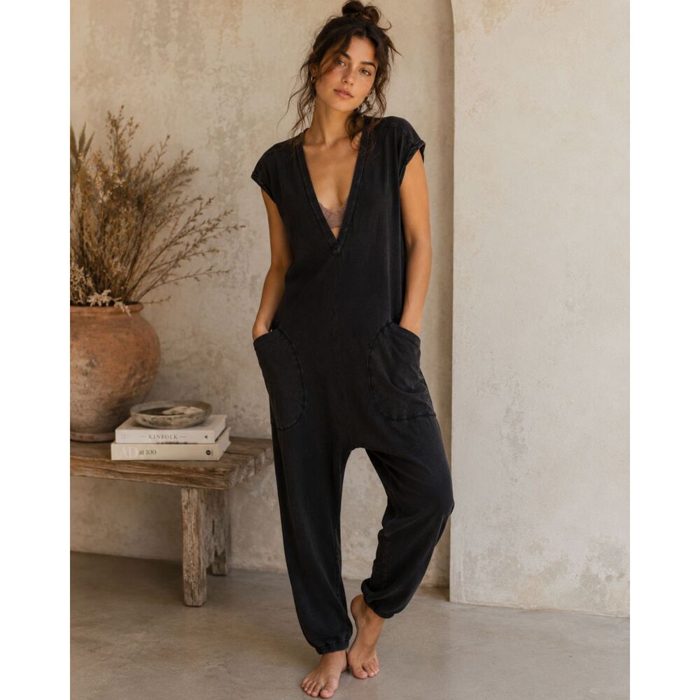 Free People FP Movement Gray Yoga Sport Jumpsuit Coveralls  Women's Size Small